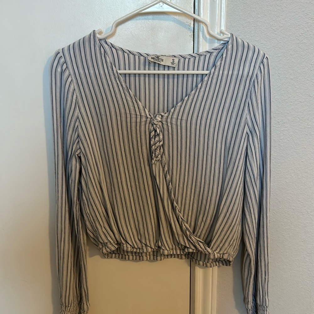 Hollister blue striped long sleeve